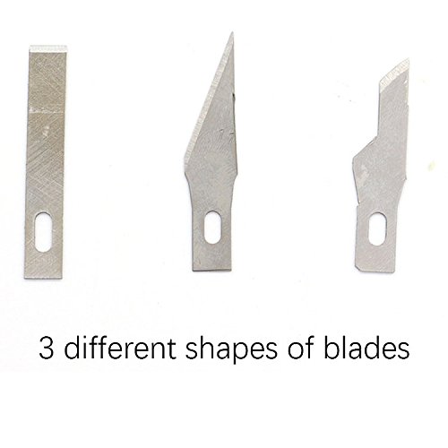 Craft Knife Precision Hoppy Knives Scalpel Pen Carve Stainless Steel for DIY Art Work Cutting,Carving,Cellphone Laptop Repairs Engraving Hand Tools Utility(3 Pcs Sculpture Knives with 19 Pcs Blade) - Thumbnail 2