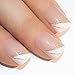 False Nails Bling Art French Fake White Silver Glitter Squoval 24 Medium Tips