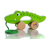 Ray's Toys Wooden Pull Along Crocodile Toy - Beautiful Crocodile Pull Along Toy For Baby Boy & Girl - The Best Toy For 1-Year Olds and up- Outdoor & Indoor Toy For Babies & Toddlers- Child Safe