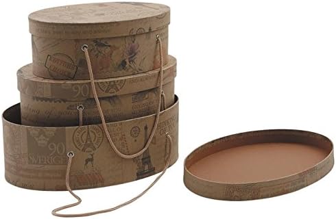 Inconnu Juego de 3 Cajas ovaladas de cartón con Asas.: Amazon.es: Hogar