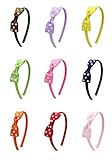 Toddler Girls Boutique Dots Grosgrain Ribbon Hair Bow Headbands(9 Pack)