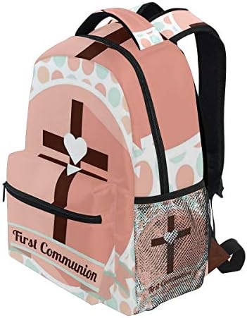 KVMV First Celebration Design Heart Shape Dotted Background Lightweight School Backpack Students College Bag Travel Hiking Camping Bags
