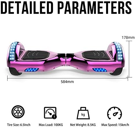 MARKBOARD Hoverboard, Bluetooth 6.5 Pouces Self Balancing Scooter Overboard Enfant Gyropode Hoverboard Tout terrains avec Roues Flash LED E-Scooter Auto-équilibrage,Cadeau pour Les Enfants