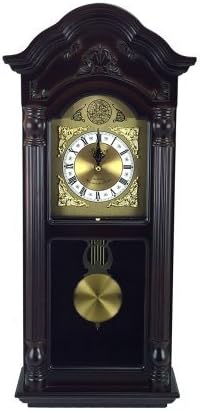 Bedford Clock Collection25.5" Antique Mahogany Cherry Oak Chiming Wall Clock with Roman Numerals