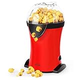 SIMBR Popcorn Popper, Hot Air Popcorn Maker with Measuring Spoon and Transparent Lid, 1200W Electric Popcorn Machine for your family