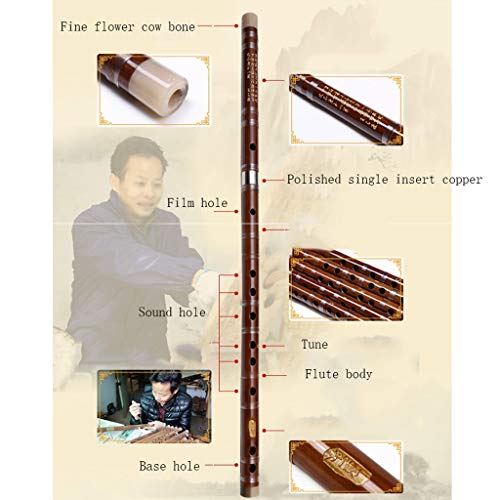 Zyj C D E F G Key Vocal Instrument Refining Professional Playing Bitter Bamboo Flute Beginner Adult Flute (Size : C Tone)