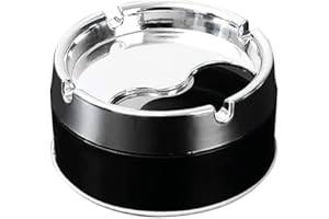 Stainless Steel Ashtray Portable Stylish Metallic Ashtray With Rotating Lid Black High QualityUseful and Fashion