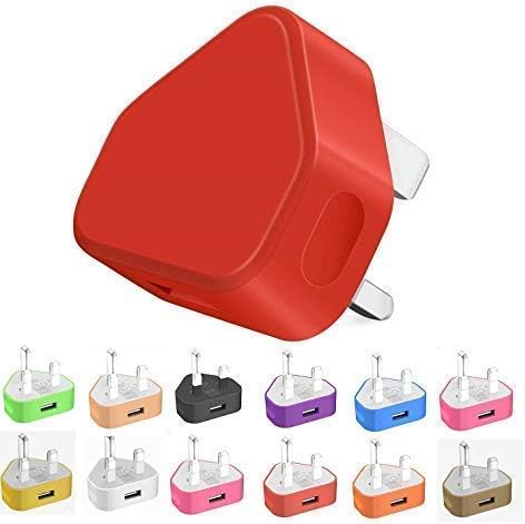 Themax® 1000mAh USB UK 3 Pin Plug Travel Charger Adapter CE Approved Compatible iPhone iPad All Models Samsung Galaxy HTC LG Sony Huawei Motorolla Etc (Red)