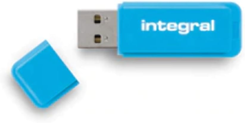 Integral Neon 8GB USB 2.0 Flash Drive - Blue - Fast & Reliable
