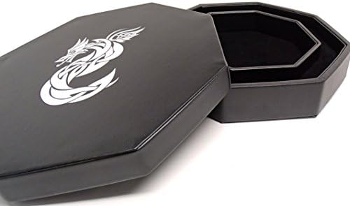 8 Inch Dice Tray with Lid and Dice Staging Area - Celtic Knot Dragon Design