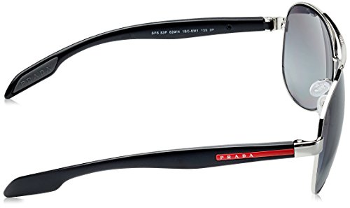 Prada Linea Rossa Lifestyle PS 53PS 1BC5W1 Steel Metal Aviator Sunglasses Grey Gradient Polarized Lens - Image 4