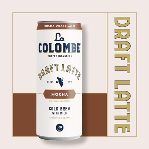 LA COLOMBE COFFEE, MOCHA DRAFT LATTE, 11 FL OZ CANS (PACK OF 12), COFFEEHOUSE QUALITY COLD BREW, SPECIALTY GRADE COFFEE BEANS, READY-TO-DRINK ON-THE-GO