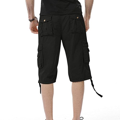 Aurorax Men's Cargo Shorts Pant, Casual Stretch Sports Fitness Gym Pants with Pocket (Black, 38)