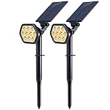 Nekteck 10 LED Solar Lights, Outdoor Landscape Spotlights Solar Powered Wall Lights 2-in-1 Wireless Adjustable Security Decoration Lighting for Yard Garden Walkway Porch Pool Driveway(2 Pack)