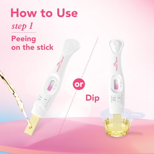 Easy@Home Early Detection Pregnancy Test: Long Absorbent Tip for Easy Sampling - Precise Results in 3-5 Minutes - Easy to Use Fast & Accurate Pregnancy Tests Stick - Pruebas De Embarazo - 5 Counts