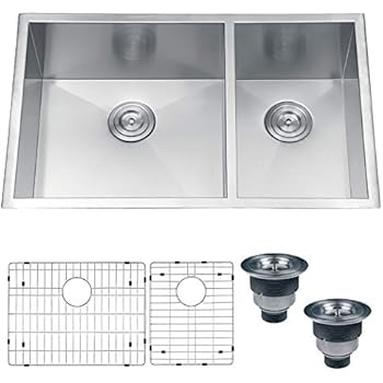 Ruvati 32 Inch Undermount 60 40 Double Bowl Zero Radius 16 Gauge
