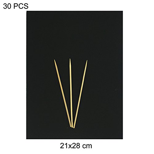 Wartoon 30 Sheets 21 cm x 28 cm Rainbow Scratch Art Paper Magic Painting Papers Scratch Boards with 3 Pieces Wooden Stylus Sticks 4 + 1 Drawing Rulers