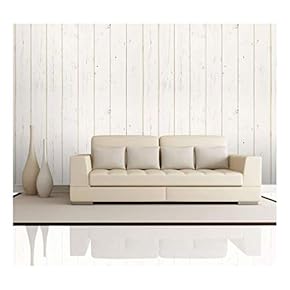 BRAND_NAMECream Retro Vertical Wood Textured Paneling Pattern Wall...