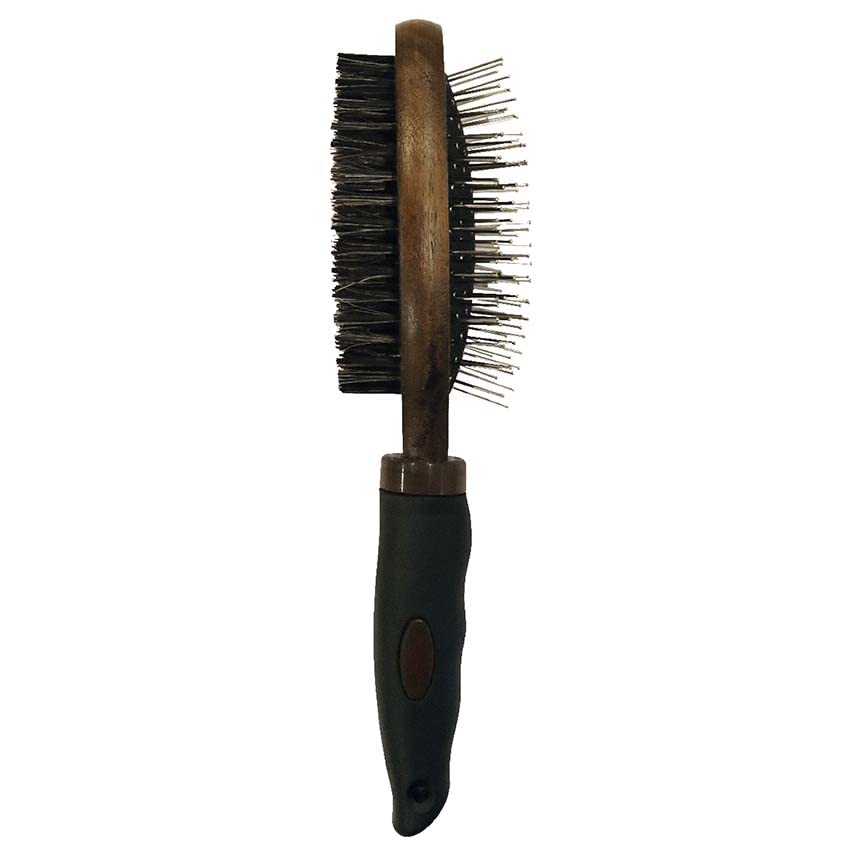 Croci Barbershop Double Brush for Dogs and Cats for All Coat Types, Soft Bristles for Polishing Fur, 25 x 6.7 x 6 cm