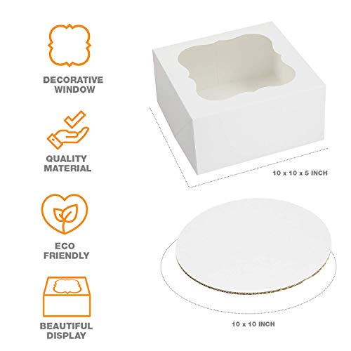 CAKE BOXES 10 inch Cake Box with Boards and Stickers [12Pack] Cake Box