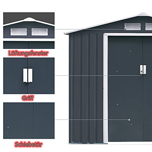 GYMAX Gartenhaus Metall, Garten Schuppen mit geräumigem Stauraum, wetterbeständiger Geräteschuppen, Gerätehaus mit… – Bild 3