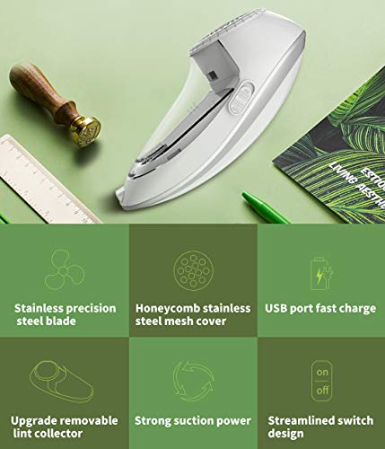 KOODER Sweater Shaver, USB Rechargeable Fabric Shaver, Lint Remover. Double Battery Lasting and Effective Lint Shaver (Silver White)