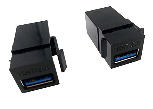 Poyiccot USB 3.0 Keystone Jack Inserts, (2-Pack) USB to USB Adapters Female to Female Connector For Wall Plate Outlet Panel-Black - Thumbnail 3
