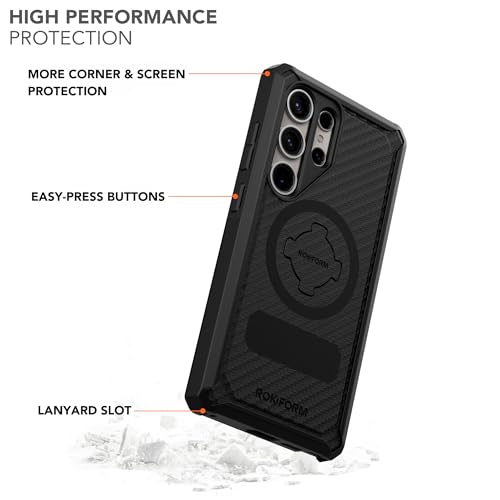 Rokform, Rugged Magnetic Case for Galaxy S24 Ultra - Flip Lock - Drop Tested Armor - Black