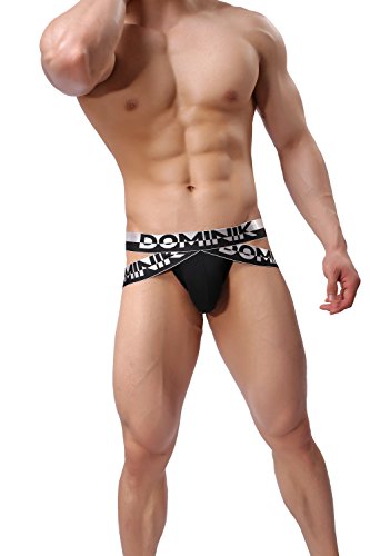 Dominik Cotton Jock Straps Underwear, Mens, Black, White, Red, Green & Blue Colors (XL, Black)