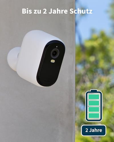 Essential 2 HD XL Batterie Überwachungskamera Aussen WLAN, Kabellos, 1080p Video, Farbnachtsicht, Licht, Bewegungsmelder, Sirene, 2-Wege Audio, Arlo Secure Plan Testzeitraum, 2 Kameras, Weiß
