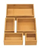 Seville Classics 5-Piece Bamboo Storage Box Set, Assorted Sizes