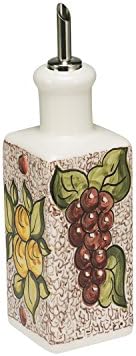 GV Decoro Ceramiche Ceramic Oil Jug with Steel Measuring Cap, Small Yellow Apple Design