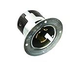 Leviton CS8275 50 Amp, 250 Volt, Non-NEMA, 2P, 3W, Black & White Locking Flanged Inlet, California-Style, Industrial Grade, Grounding - Gray Metal
