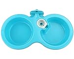 Pet Water Food Bowl Hanging Cage Bowl ,Double Pet Food Water Bowls Blue Automatic Water Dispense By Cydnlive (Small)
