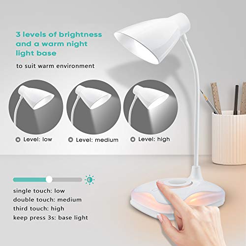 2 Gooseneck+Adjustable+Brightness+Rechargeable+Eye+Caring