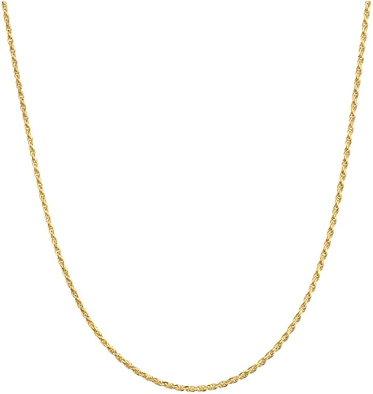 Rope Chain 1mm 14k Gold Necklace Women Men Jewelry Strong Solid Clasp Gift with Lobster Plated Clasp 18inch -28inch