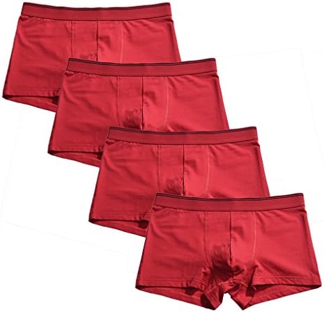 Kseey Men's 4-Pack The Elastic Breathable Underwear Classic Low-Rise Boxer Brief Red XXL