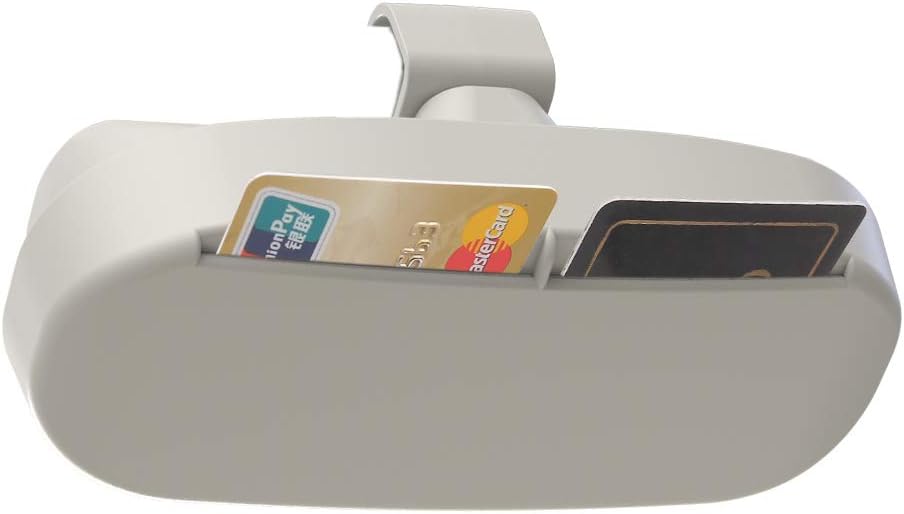 Auto Sunglasses Glasses Case Holder for Car Sun Visor,Sunglasses organizer organiser box,Ticket Clip double Card Holder (Gray)