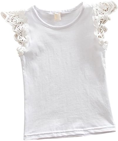 Kayla qin Baby Infant Girls Vest Tanks Tops Pure Cotton Wing Lace Basic T-shirt 3-4 Years White