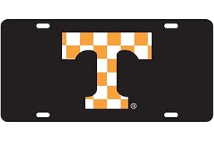 CRAFTIQUE UT Tennessee Vols Black Mirrored Laser Checkerboard License Plate Tag