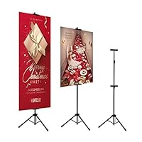 HUAZI Double-Sided Poster Stand,Floorstanding Sign Stand for Display,Height Adjustable up to 73 inches for Board Sign (Stand only)