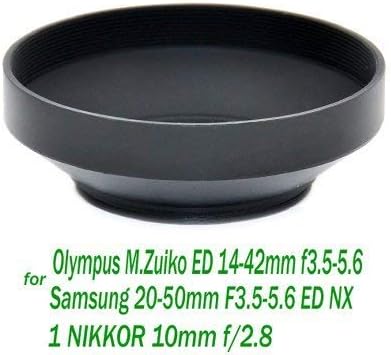 EasyFoto Metal Lens Hood for Samsung NX 20-50mm F3.5-5.6 ED, Nikon 1 NIKKOR 10MM F2.8 Lens