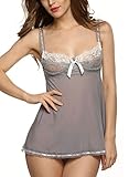 Avidlove Women Strap Backless Sleepwear Lace Nightwear Mesh Babydoll Wire Lingerie