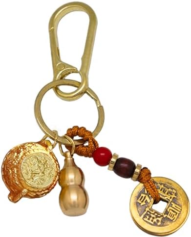 Piegricdiat 山鬼钱挂件生肖朱砂葫芦貔貅Feng Shui Gourd Keychain