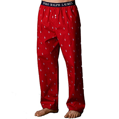 Polo Ralph Lauren Sleepwear Mens Allover Pony Pajama Lounge Pants (Large, Red/Blue Ponies)