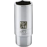 13/16-inch Magnetic Spark Plug Socket 3/8-inch Drive 6-Point Powerful Magnet Retains Spark Plugs Chrome Vanadium Steel