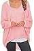 UGET Women's Sweater Casual Oversized Baggy Off-Shoulder Shirts Batwing Sleeve Pullover Shirts Tops Asia XXL Pink