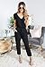Cinyifaan Women's V Neck Casual Loose Long Jumpsuits Romper Playsuit with Belt,Medium,Black
