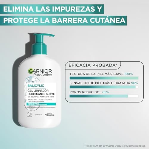 Garnier pure active pack x2 gel de limpeza hidratante com ácido hialurônico, ceramida e argila, remove impurezas, oleosidade e maquiagem, 2 x 250ml