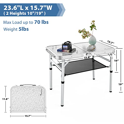 Sportneer Camping Table, Adjustable Height Small Folding Table with